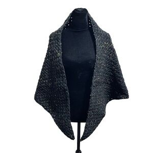Handmade Women’s Shawl Black Speckled Knit Wrap